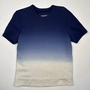 Vince Short Sleeve Ombré Sweatshirt Navy Blue to Gray Size Medium
